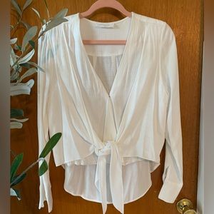 White Women's Top with Tie Front